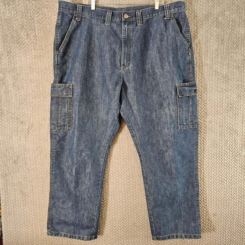 Wrangler Mens Blue‎ Cargo Jeans Relaxed Fit Medium Wash 44x30 1070LGWDS